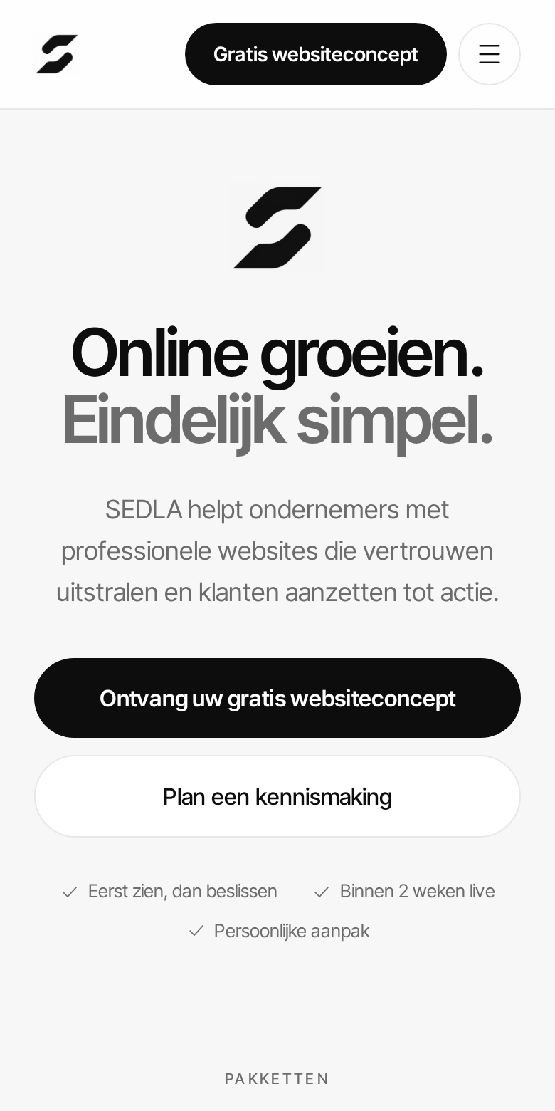 Mobiele versie van de SEDLA-website — responsief ontworpen voor smartphone